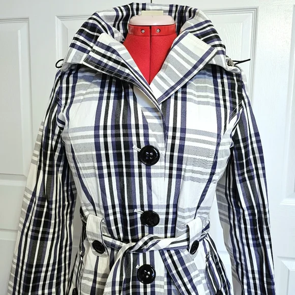 HP🎉 Laundry by Shelli Segal Plaid Trench Coat - Size M - Picture 2 of 16